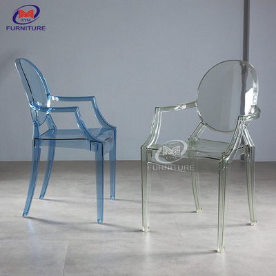 Colorful Stackable Louis Lear Plastic Ghost Chair Resin Chiavari Chair With Armrest 300kg